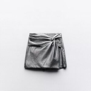 Zara Shimmering Silver Mini Skort